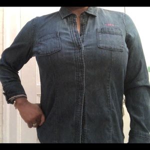 Women’s Land’s End Blue Jean Shirt Monogramed CMW